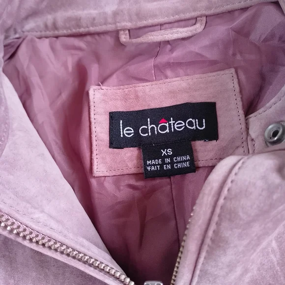 Vintage Le Chateau Pink Suede Zip-Front Jacket Motorcycle Jacket - Picture 2 of 10